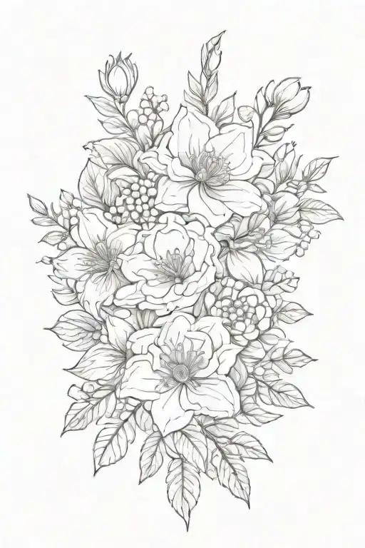 Black And White January And August Birth Flower Bouquet