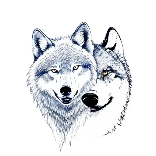 A Wolf And A Bear Head Howling