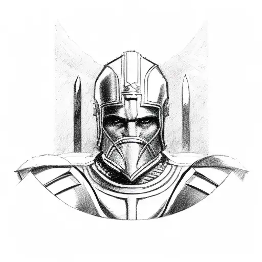 A Detailed Sketch Of A Spartan Warrior In Full Armor Ready For Battle