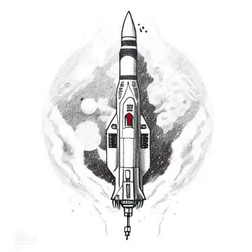 Face And Space Rocket And Bitcoin