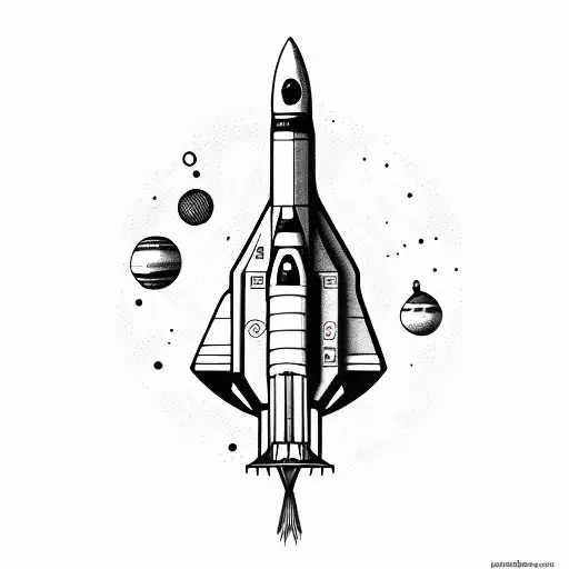 Face And Space Rocket And Bitcoin