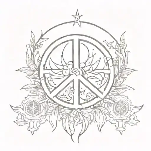 Peace Tattoo With Religious Symbols Incorporated