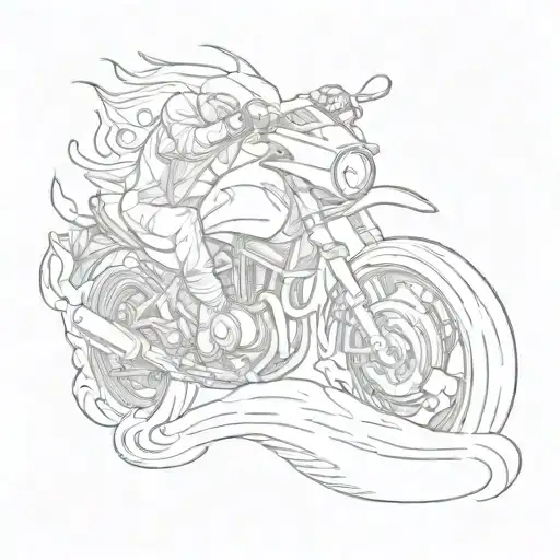 Sport Motorcycle On Waves Flowing