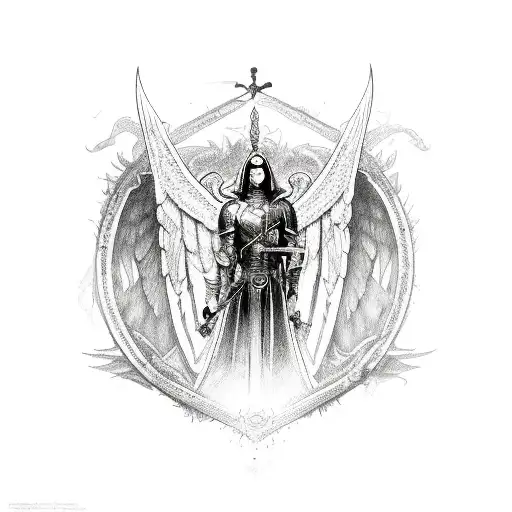 Archangel With Memento Mori Written On His Sword