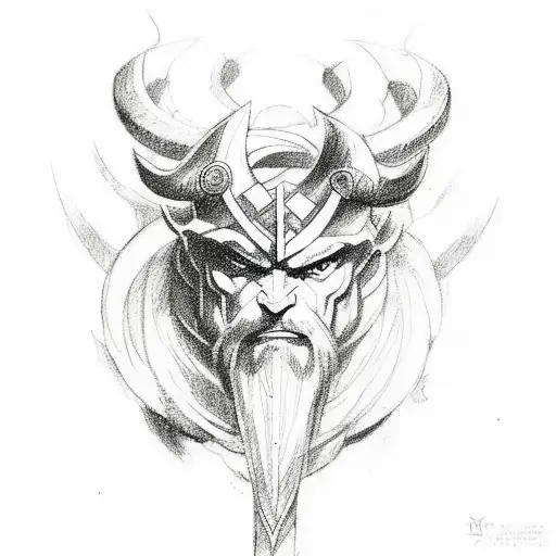 Combine Elements Of Norse Mythology With A Sketch-style