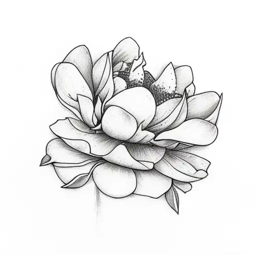 Single Line Illustration With Magnolia Flower On Thigh For Men