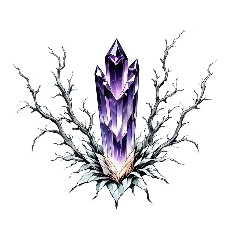 I Need A Tattoo Sketch That Will Look Like A Amethyst Crystal That Grows Throughout The Body