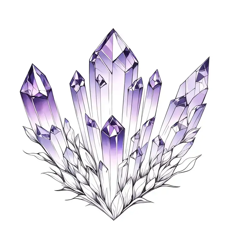 I Need A Tattoo Sketch That Will Look Like A Amethyst Crystal That Grows Throughout The Body