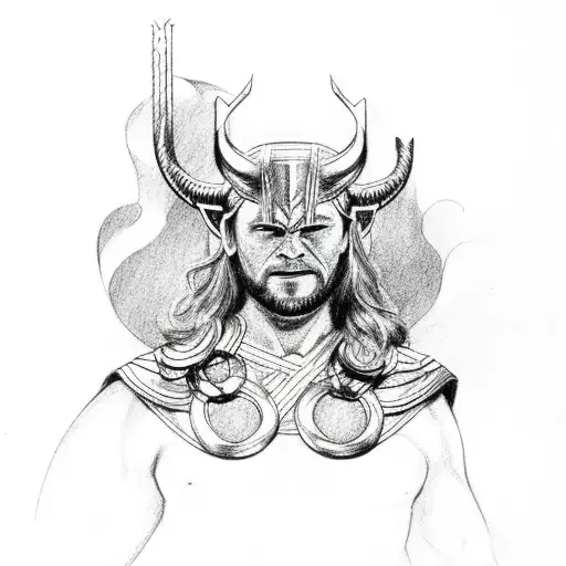 Thor And Loki And Odin And Raven And Runes