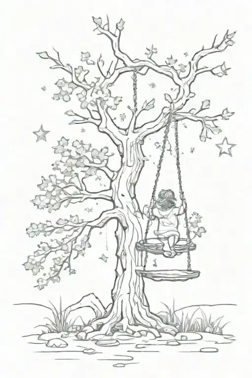 Farie Swing Under A Moss Tree Shotting Stars Forming