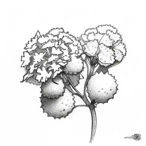 Small Orange Tree With Small Carnations Alongside