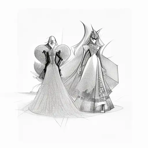 A Sketch Of A Famous Fashion Designer's Studio With Gaming Characters As Models