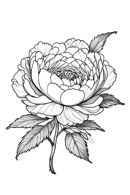 Peony Fine Line Art