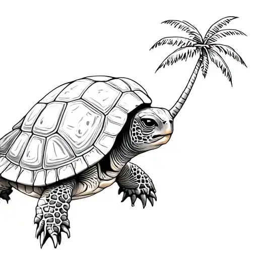 Turtle With Palm Tree