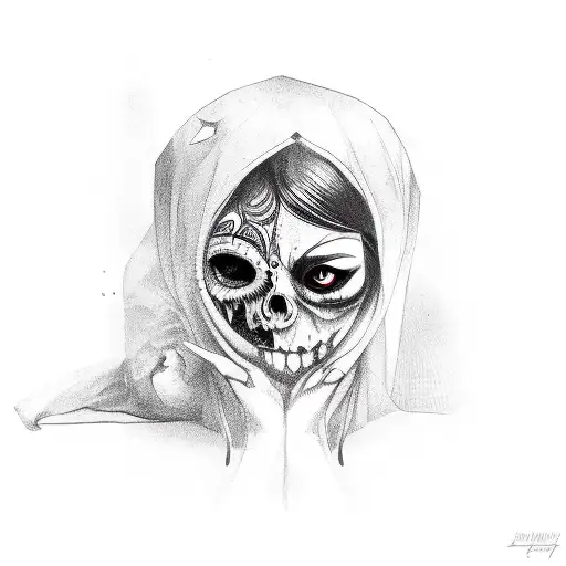 A Dead Woman Holding A Cage With A Closed Crow In Her Hand