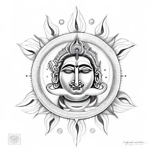 Shiva With Sun And Moon