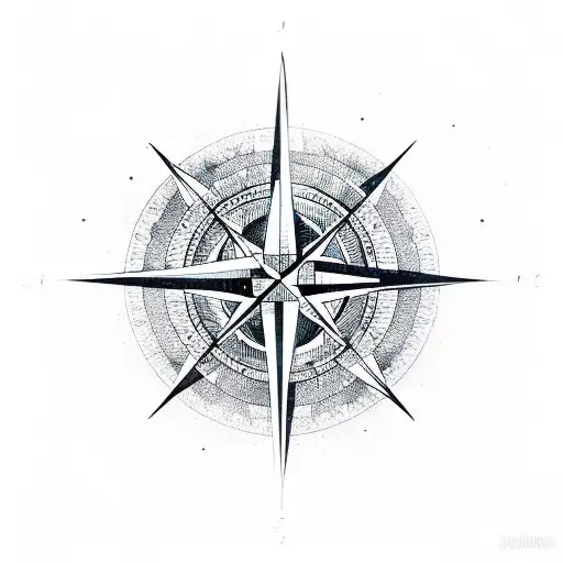 Compass Rose With A Yin Yang In The Middle