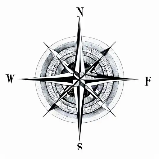 Compass Rose With A Yin Yang In The Middle