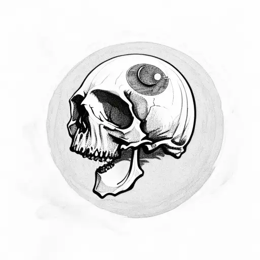 Skull Chilling On Crescent Moon With Spacesuit