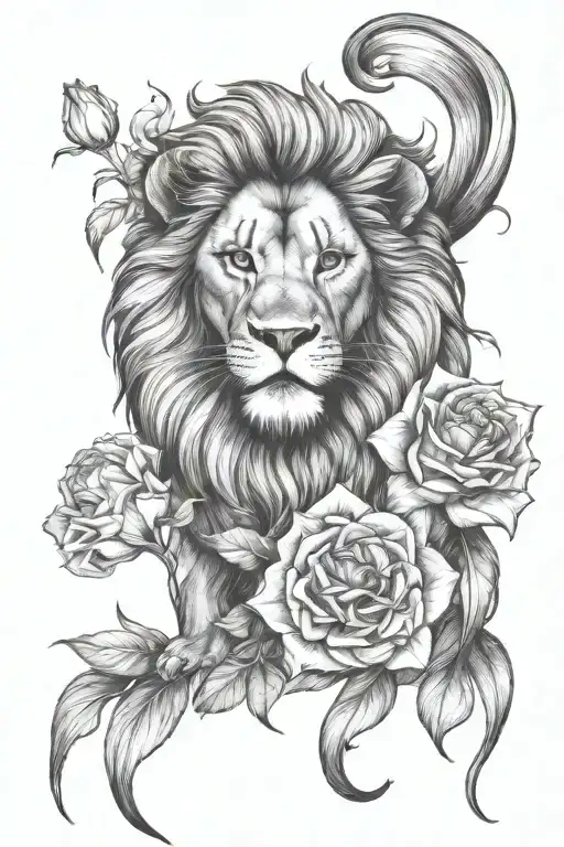 Lion And Sagittaire With Flower