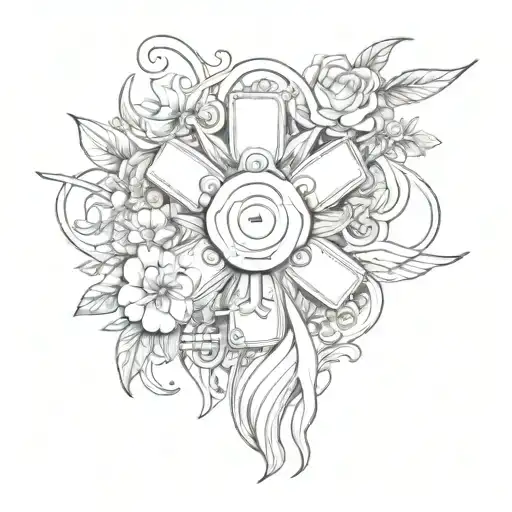 A Paramedic Symbol Surrounded By Blooming Flowers And Music Waves