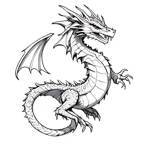 Dragon Full Body No Scales No Wings Sigilism Style
