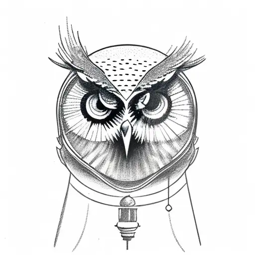 Owl With A Lighthouse And Lightning