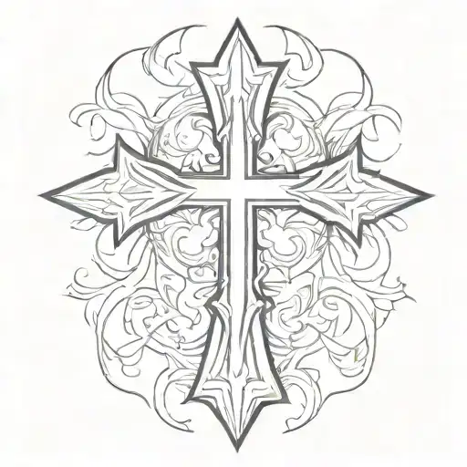 Gothic Cross With Trible Elements