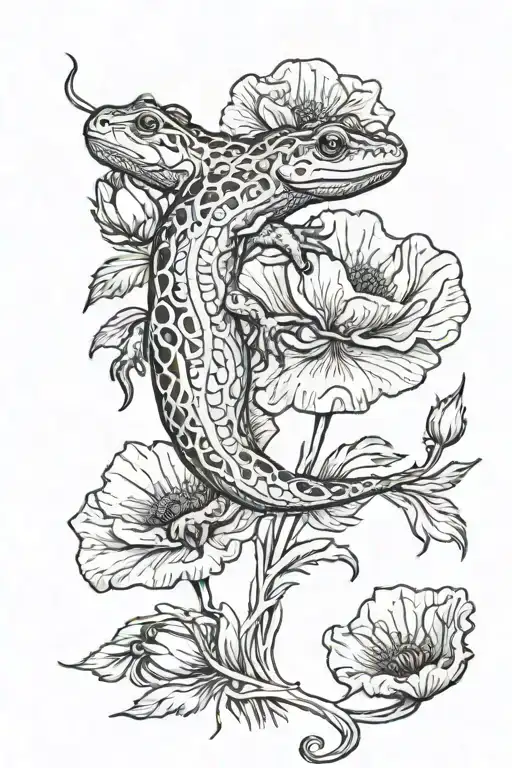 Salamander And Poppy