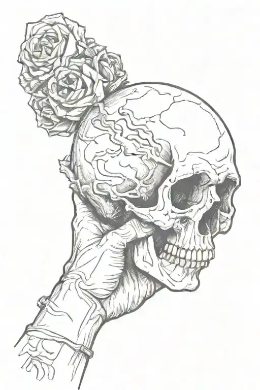 Stamp With A Hand Holding A Skull Hamlet