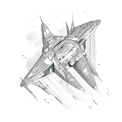 A Futuristic Spaceship Soaring Through A Vibrant Rainbow Sky