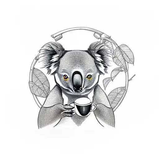 Koala Drinking Coffee