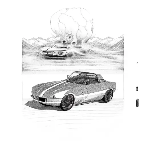 A Retro Car Driving Through A Soundwave