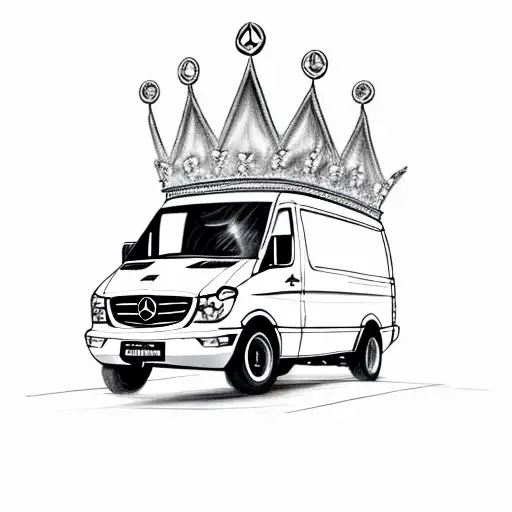 Mercedes Benz Sprinter Van Wearing A Crown Like A Hat