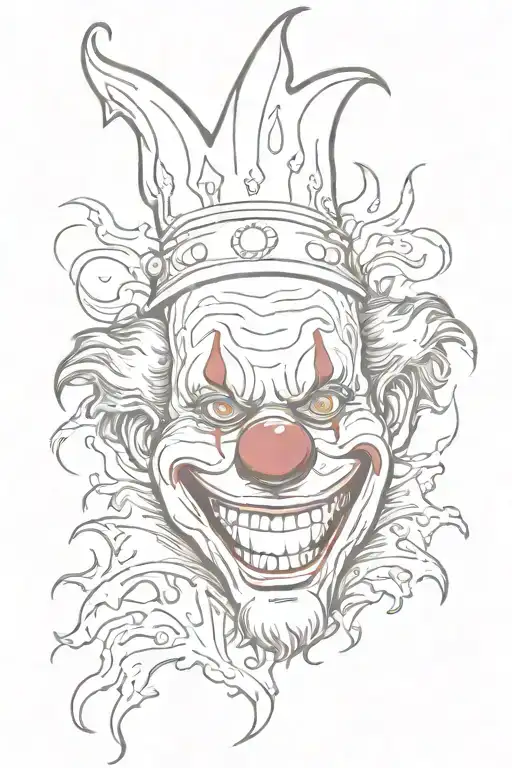 Smiling Clown Face With Fire Eyes Like Fire