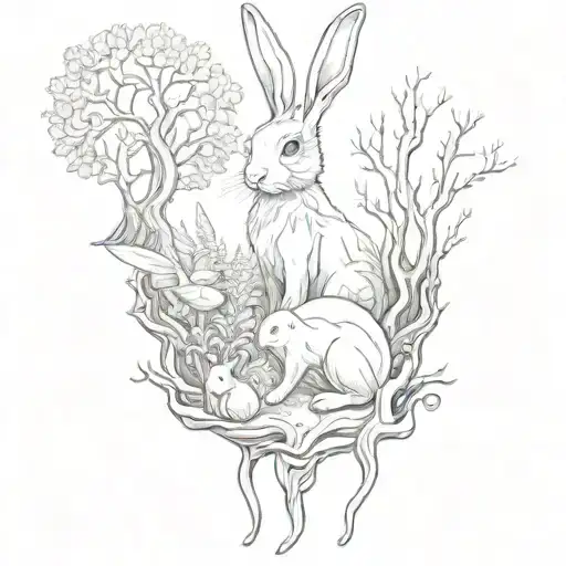 Bunny Mystical Forest Scene