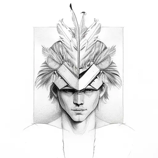 Mythological Male Human Whose Feathers Were Torn Off And Attached To Wax