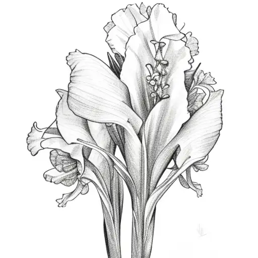 Gladiolus Flowers And A Black Guitar