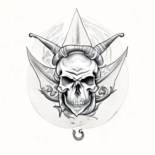 Jester Skull With Dragon Fly On His Head