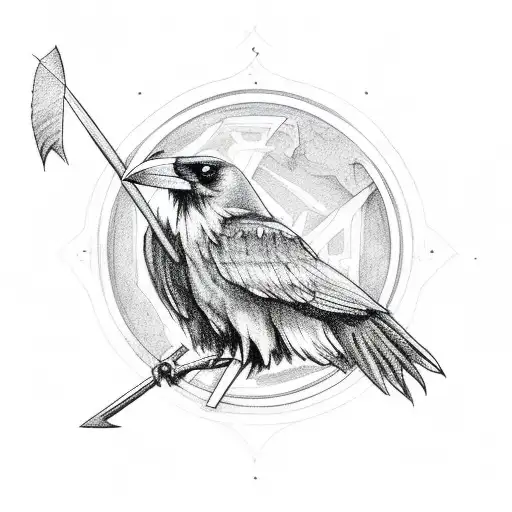 Raven With Holding An Arrow In Its Claws