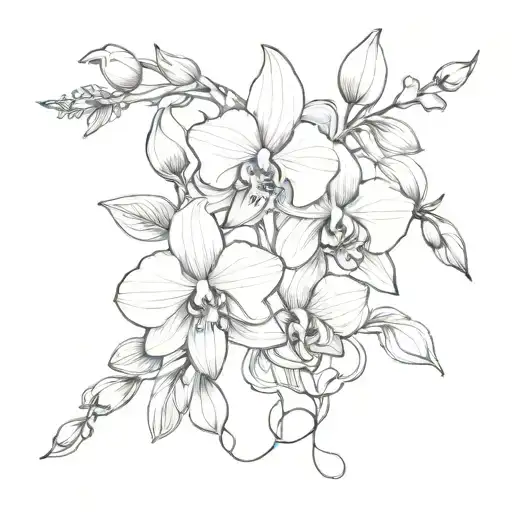 Simple Hand Tattoo With Lilac Flower And Orchid Vine Wrapping