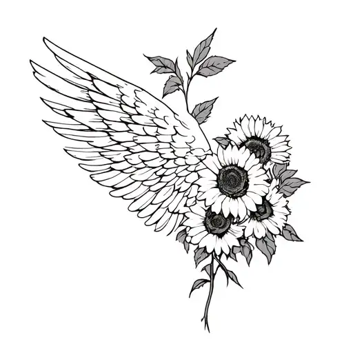 Sunflowers Roses And Angel Wing Attached