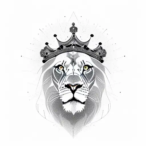 An Engineer's Blueprint Of An Elegant Lion Wearing A Crown