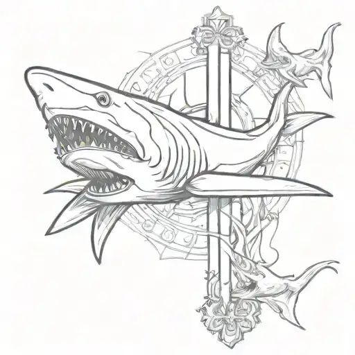 Religious Cross With Shark