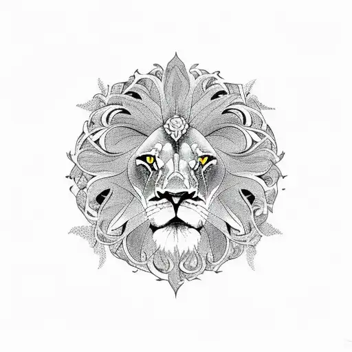 Lion With Flower Of Life Masculine