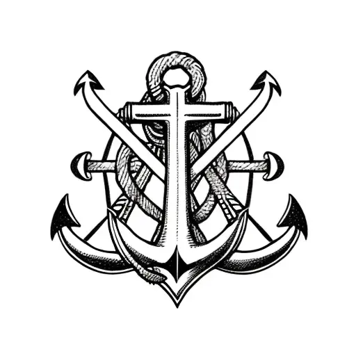 Anchor With Cross And Wolf