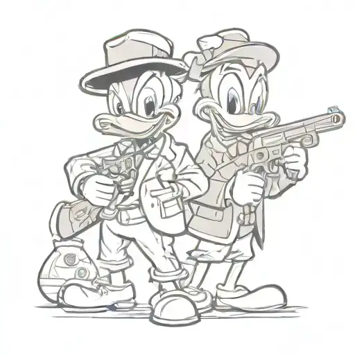 Gangster Donald Duck With Gun And Louie Vertton That Says Boss
