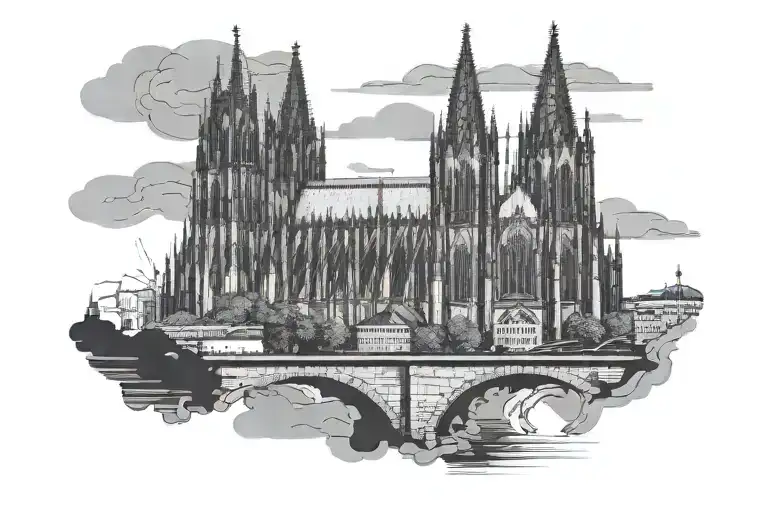 Cologne Cathedral With Dark Clouds And Lightning And A Dove