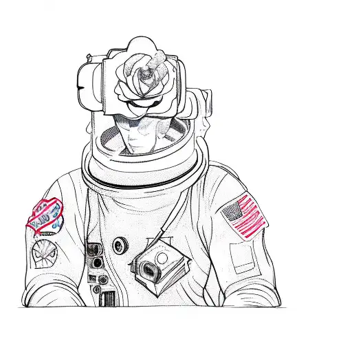 An Astronaut With A Rose In His Head
