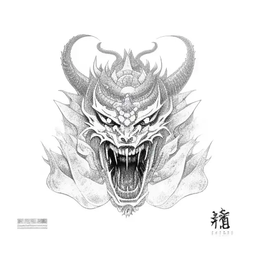 Oni Mask Dragon Flower Sleeve